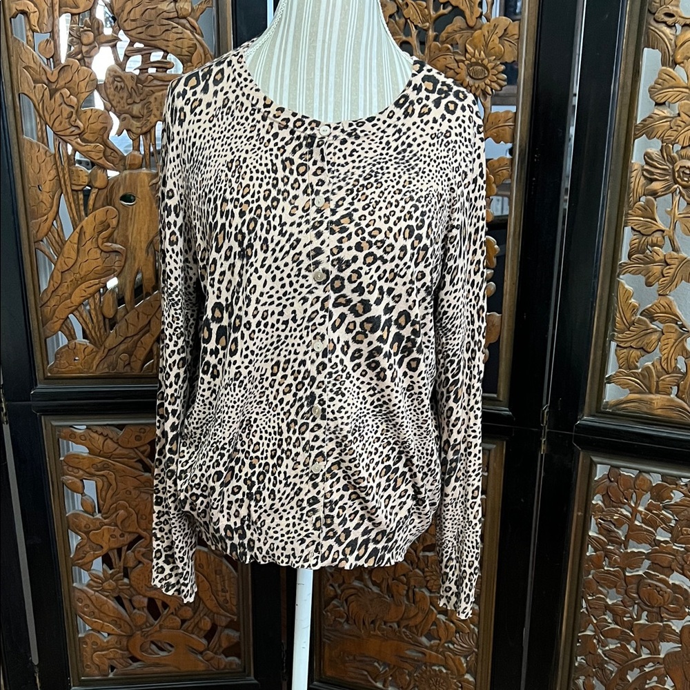 Time and Tru Animal Print Cardigan
